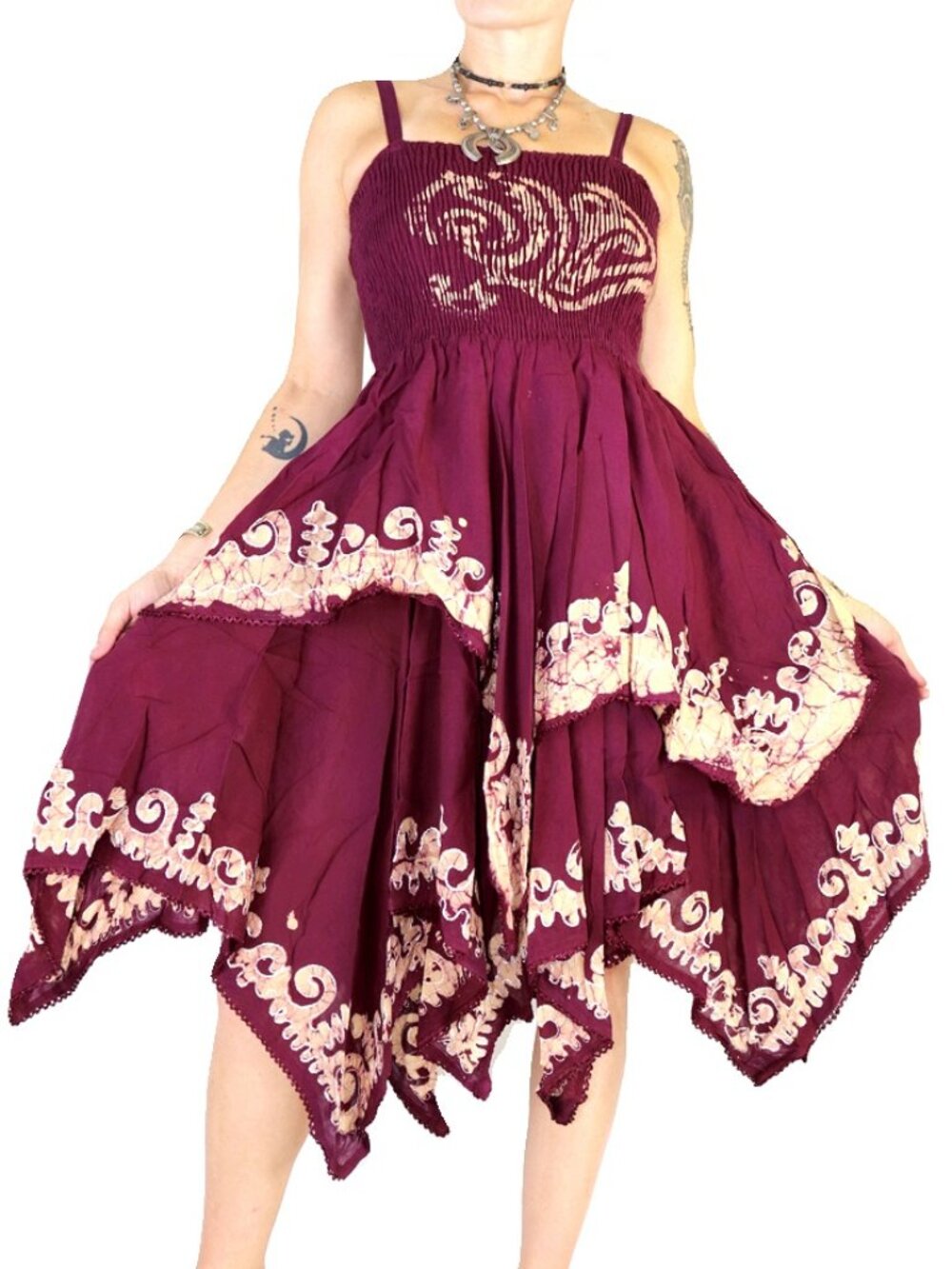 Beautiful Flowy Fairy Hestia Boho Hippie Maroon Dress